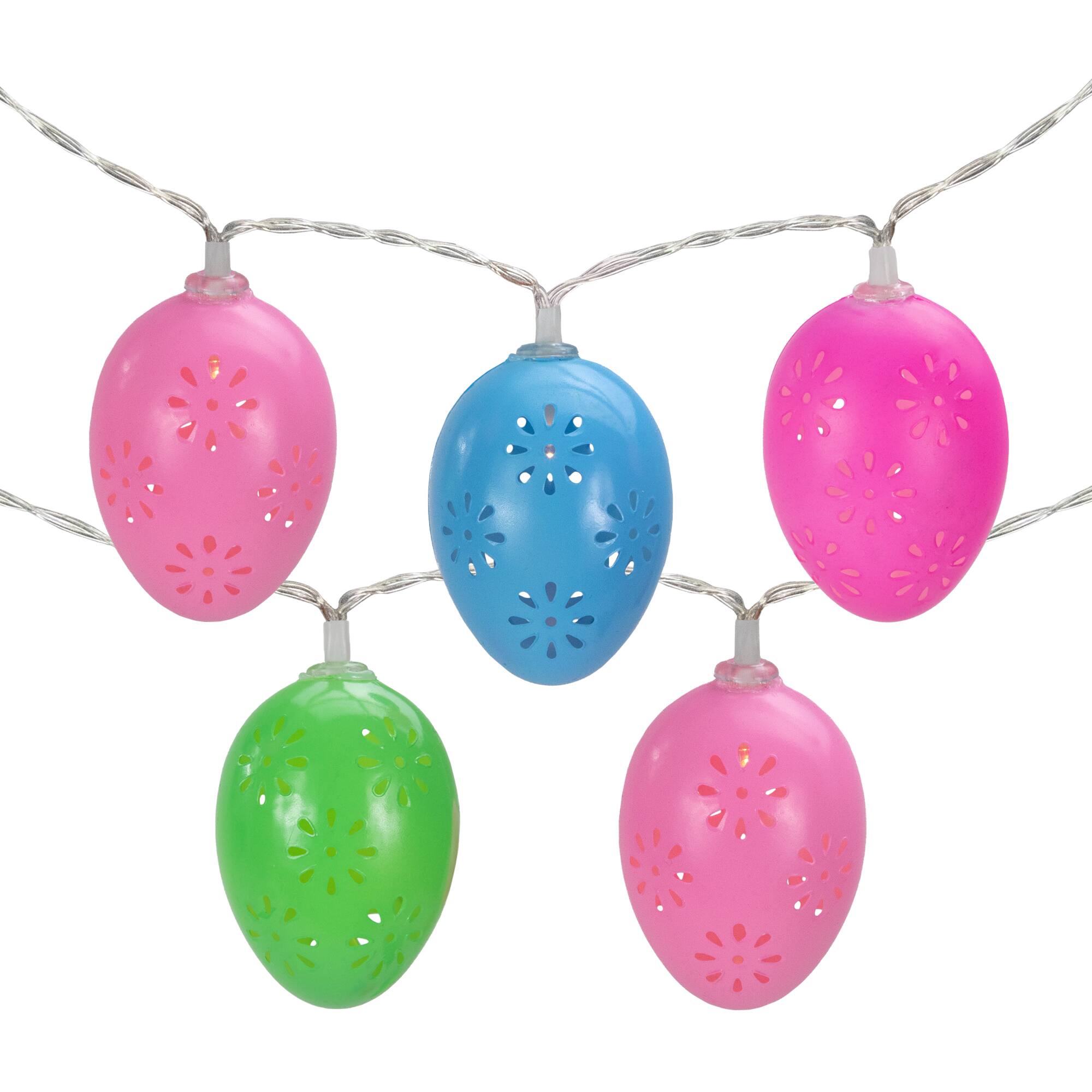 Front. Northlight - 10-Count Multi-Color Easter Egg LED String Lights 4.5ft Clear Wire - Multi.