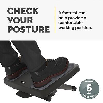 CHECK YOUR POSTURE

A footrest can help provide a comfortable working position.

Fellowes 5 YEAR WARRANTY