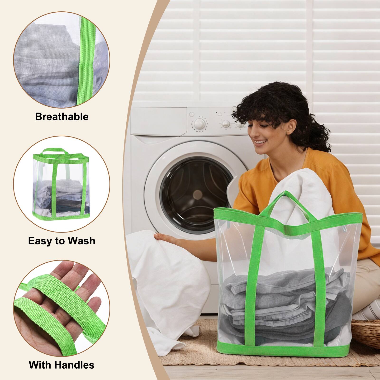 Breathable, Easy to Wash, With Handles