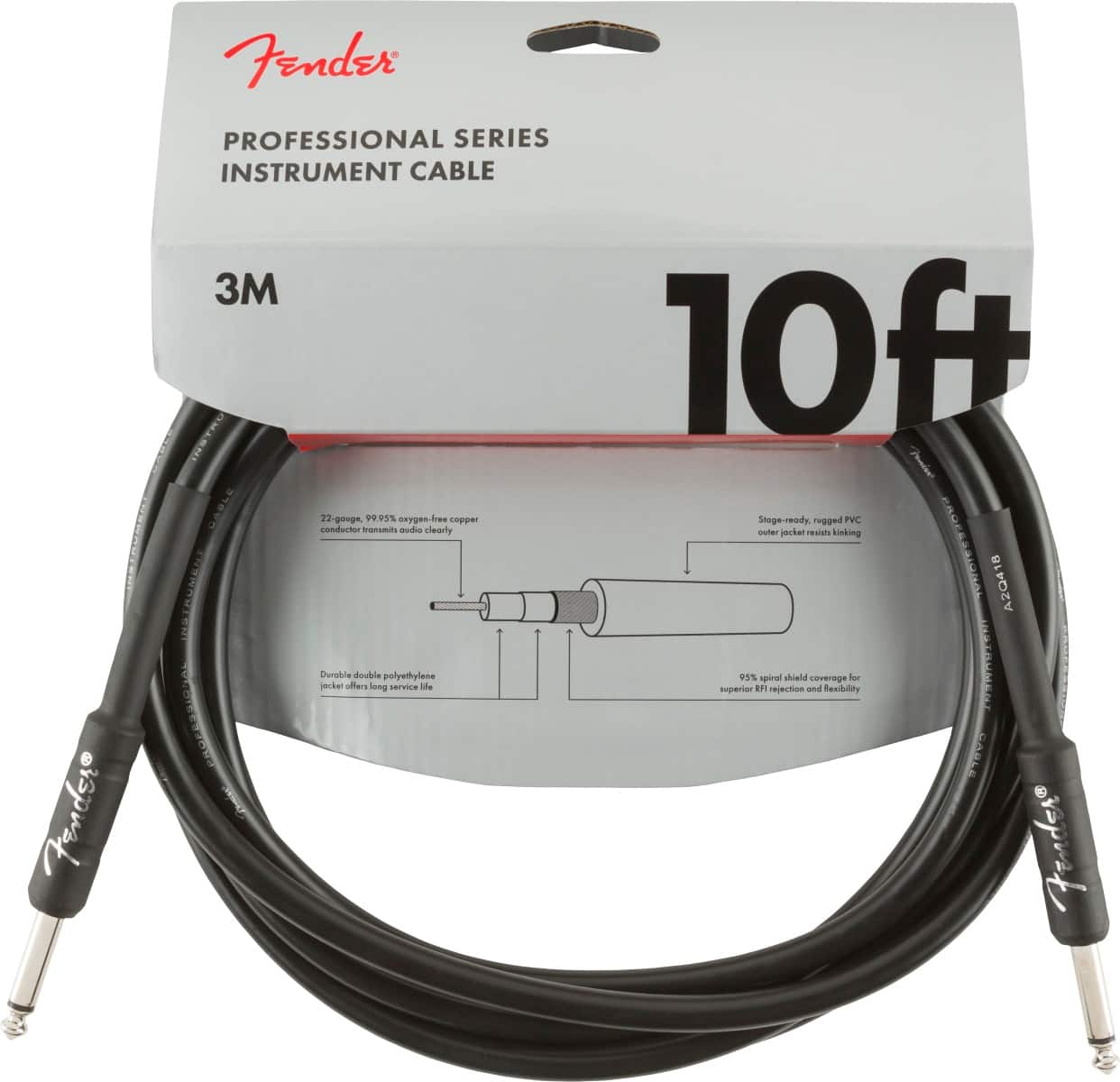 Front. Fender - Professional Series Instrument Cable - Black.