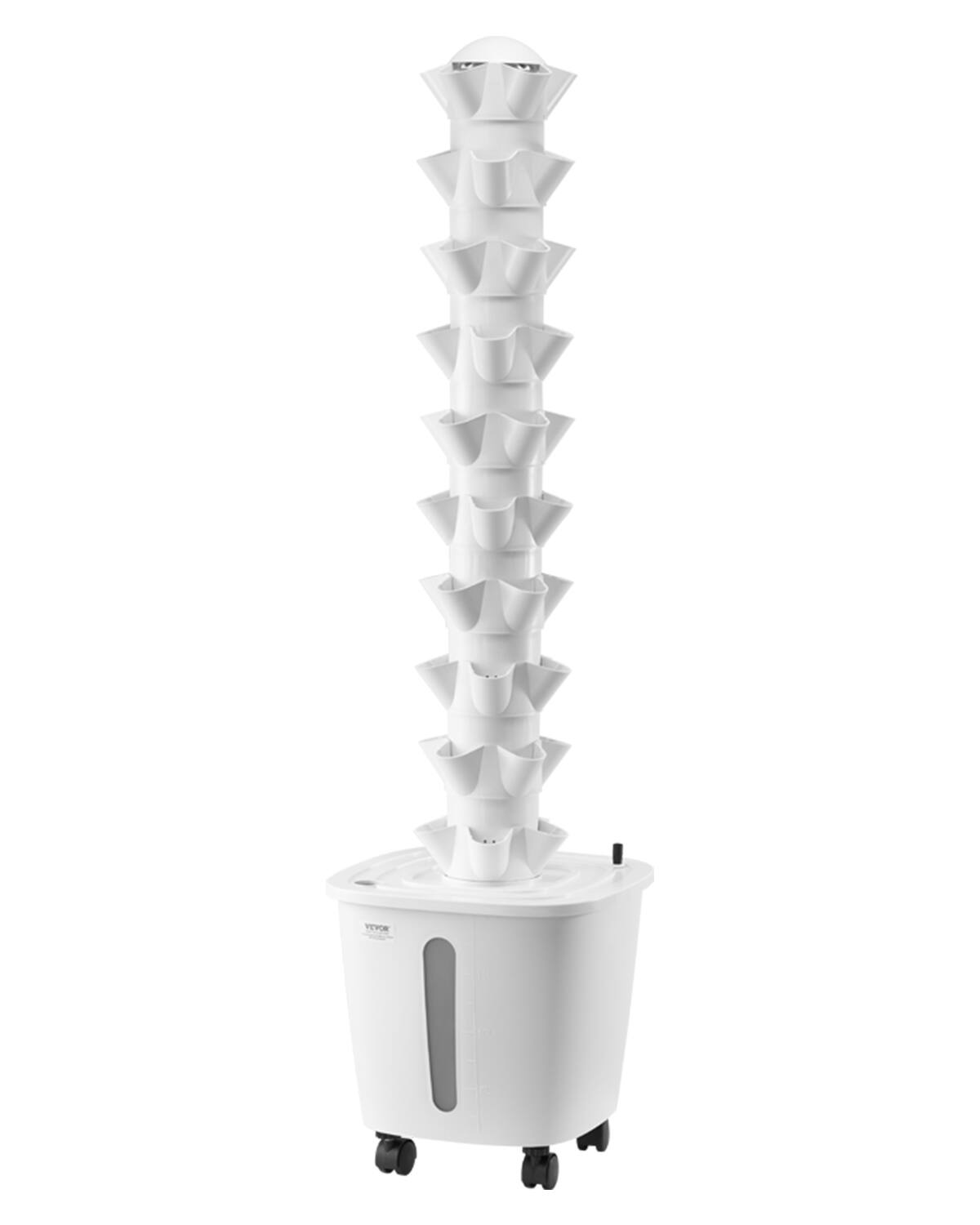 Front. VEVOR - Hydroponic Growing System, 50 Pods Vertical 10 Tiers Hydroponic Tower, Rolling Hydronic Garden with Water Pump & Wheels - White.