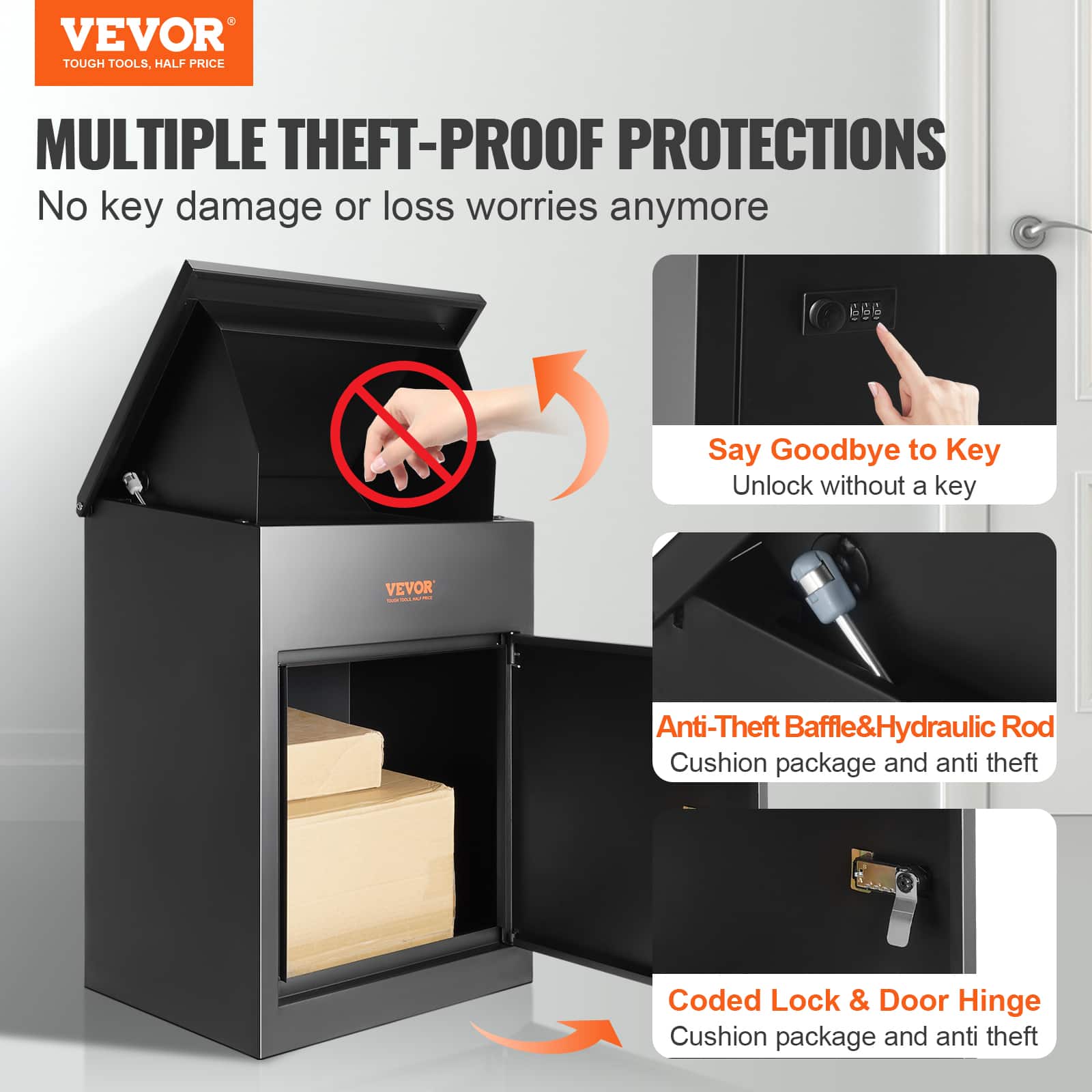 VEVOR Package Delivery Boxes for Outside, Extra Large Mailbox with