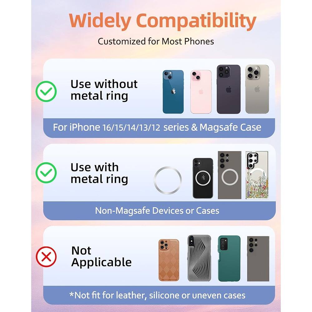 Alt View 1. PARKER SLATER - Magnetic Phone Ring Holder for MagSafe iPhone 17–12, Leaf Flower Design - Multicolor.