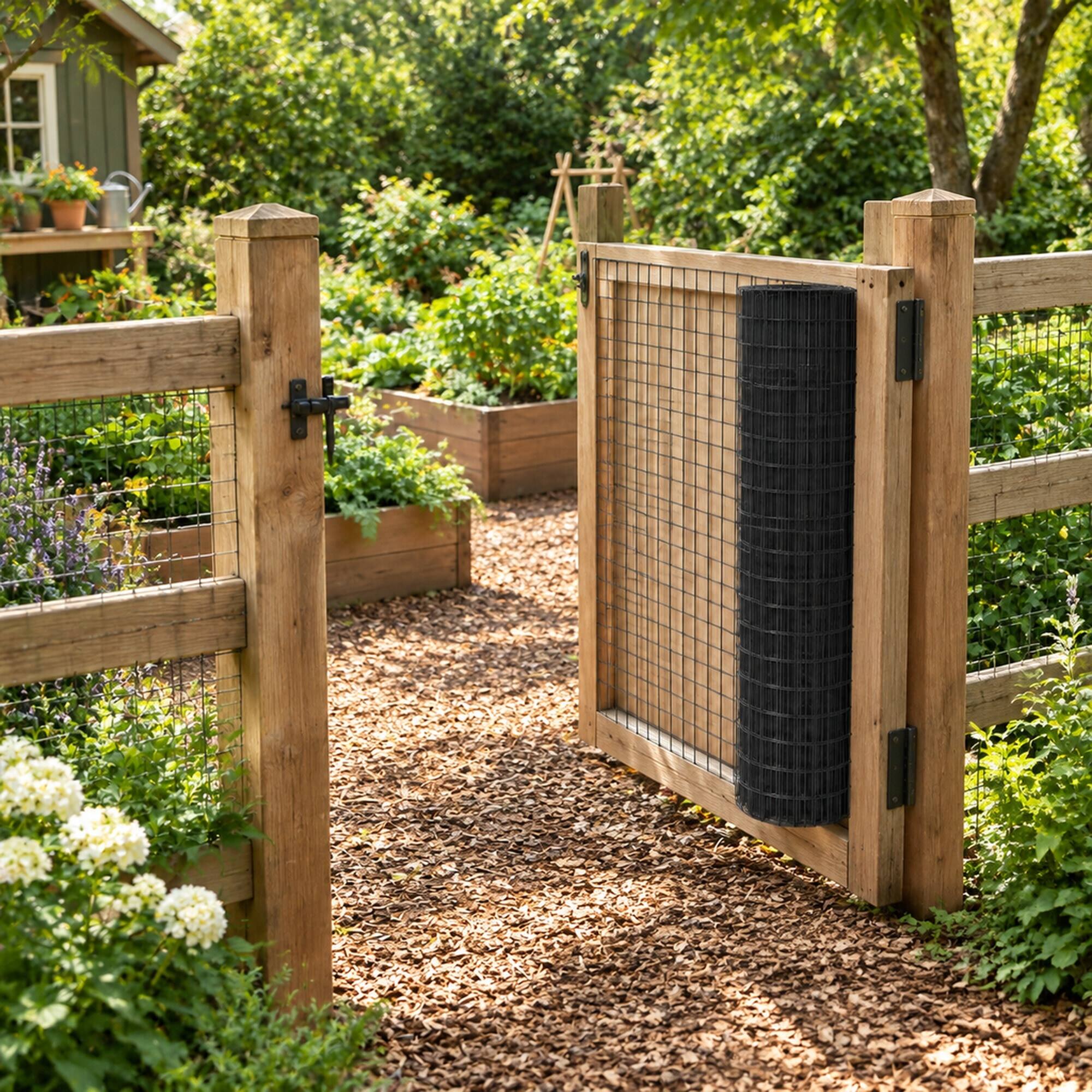 Back. RYHNUYNE - 36 in x 50 ft Black Vinyl Coated Hardware Cloth, 2 in x 3 in Mesh, 16 Gauge Welded Wire Fencing for Garden and Chicken - Black.