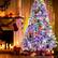 Angle. Sugift - 6ft Prelit Flocked Christmas Tree - Artificial Xmas Trees with 250 Multicolor LED Lights & 1000 Branch Tips - White.