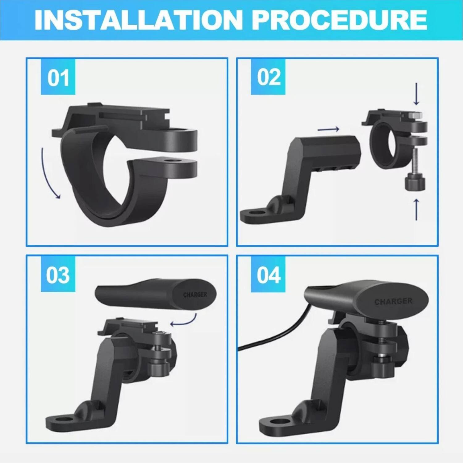 INSTALLATION PROCEDURE

01

02

03 CHARGER

04 CHARGER