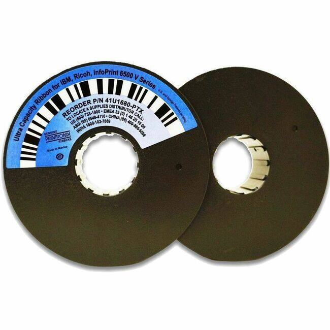 Ricoh, InfoPrint 6500 V Series  
Ultra Capacity Ribbon for IBM, Ricoh, InfoPrint 6500 V Series  
REORDER PIN 41U1680-PTX  
TO LOCATE A SUPPLIES DISTRIBUTOR CALL:  
USA (800) 6548-4116  
CHINA (86) 25 1900-102-7880  
INDIA 400-886-5598  
Ultra GENUINE PRINTRONIX RIBBONS  
Made in Mexico