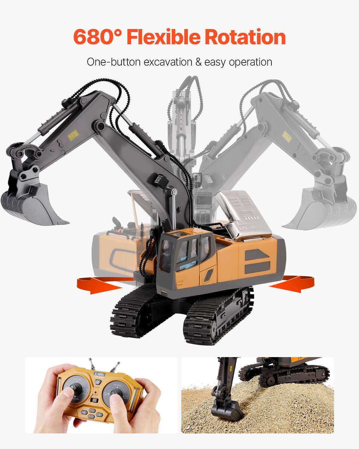 680° Flexible Rotation  
One-button excavation & easy operation