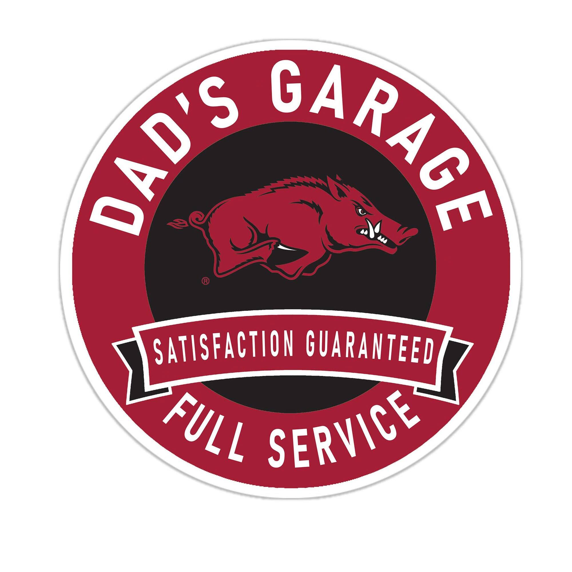 Arkansas Razorbacks 16" Dad's Garage Wood Sign