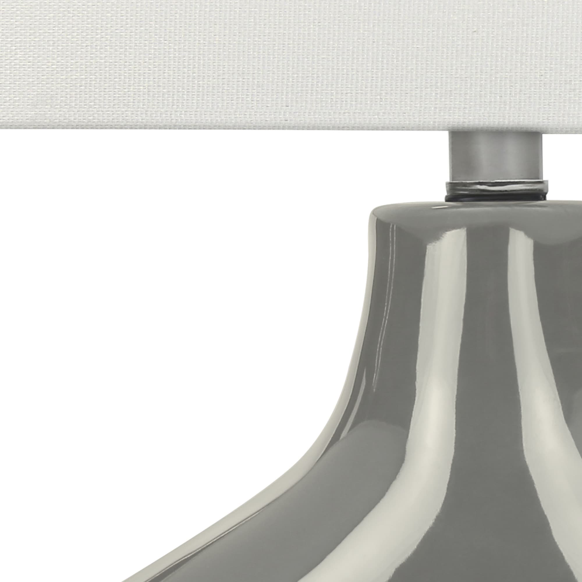 Alt View 1. Luckbyte - 25 Inch Grey Ceramic Table Lamp Ivory Cream Shade Contemporary Modern Light.