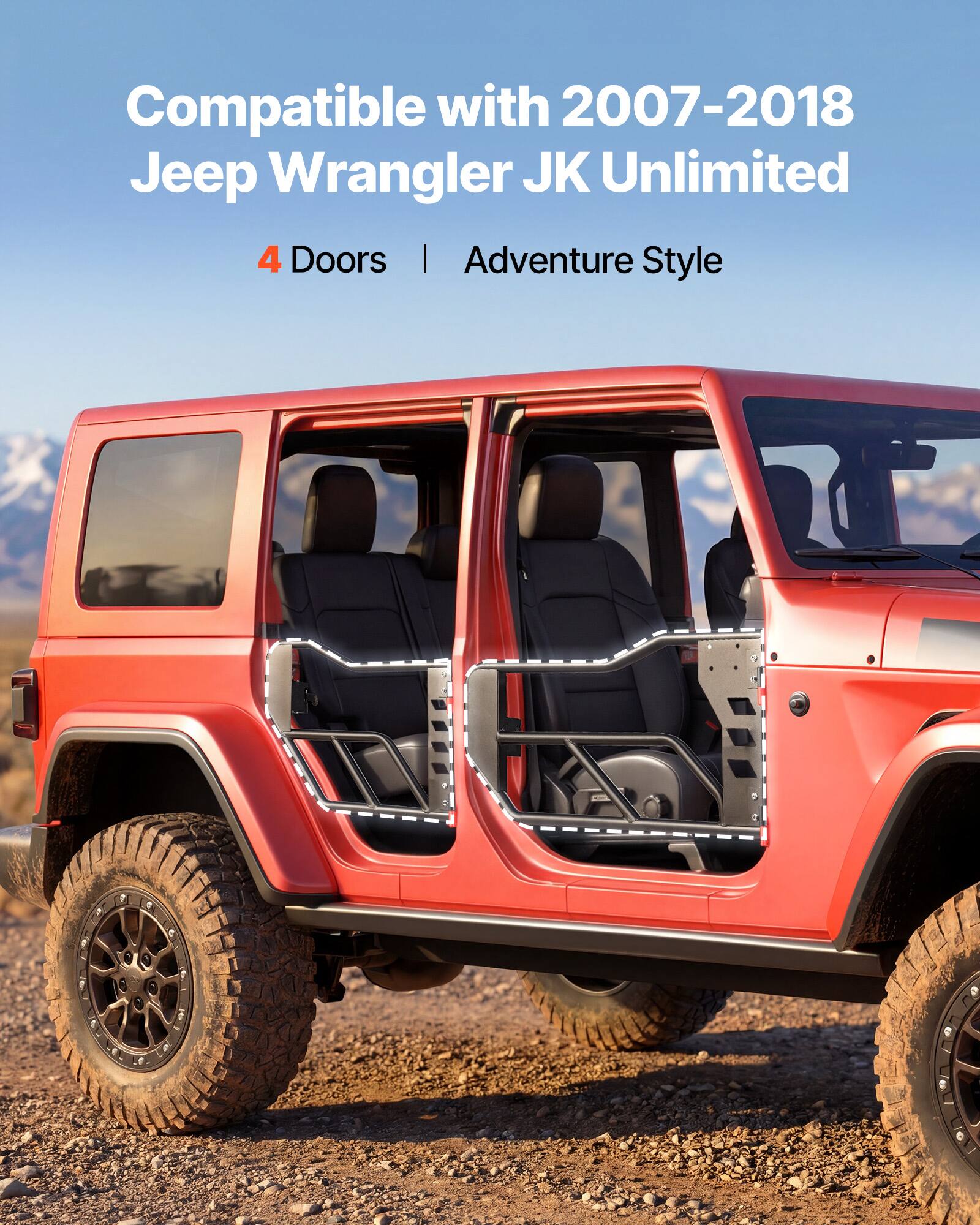 Compatible with 2007-2018 Jeep Wrangler JK Unlimited  
4 Doors | Adventure Style