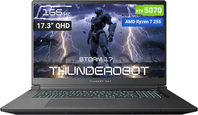 165 Hz 17.3" QHD
RTX 5070
AMD Ryzen 7 255
STORM 17 THUNDEROBOT
THUNDER OOT