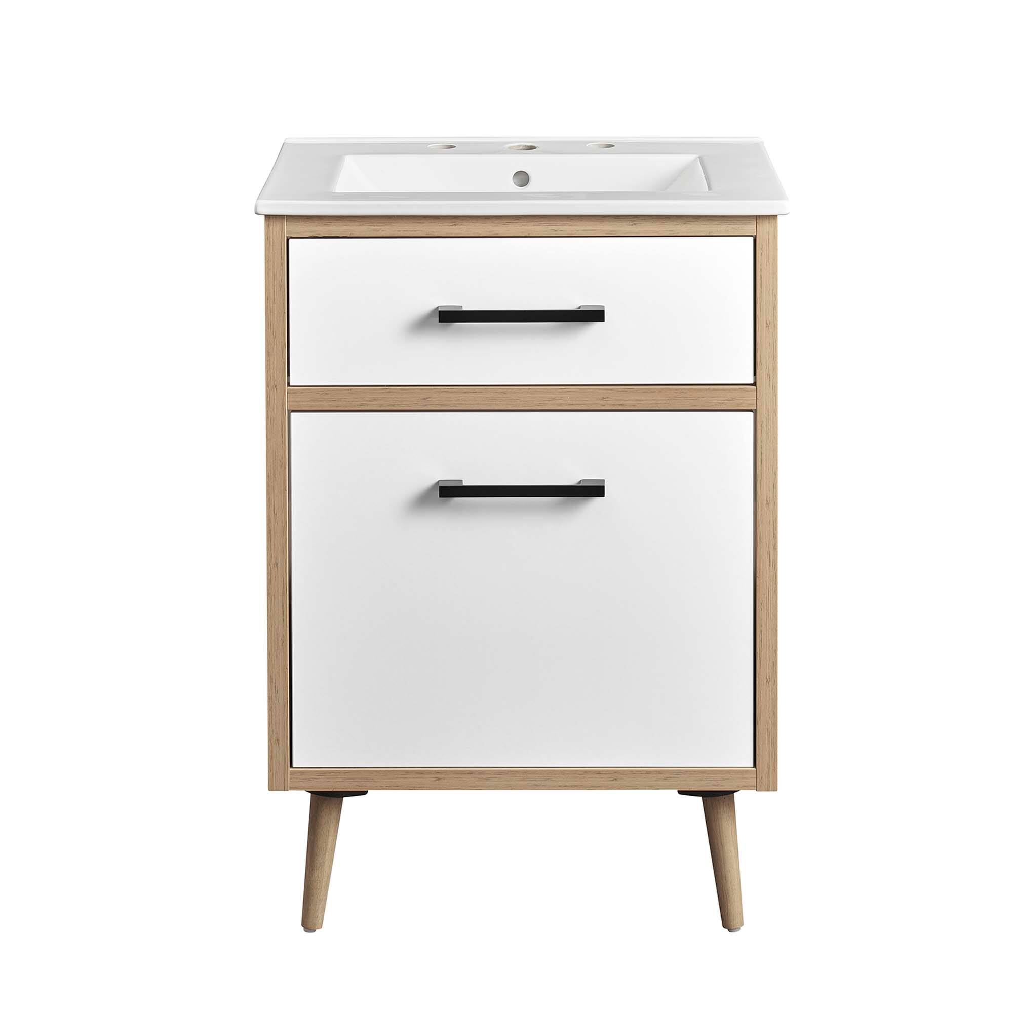 Alt View 4. Modway - Maverick Bathroom Vanity Basin Included by Modway - White Oak.