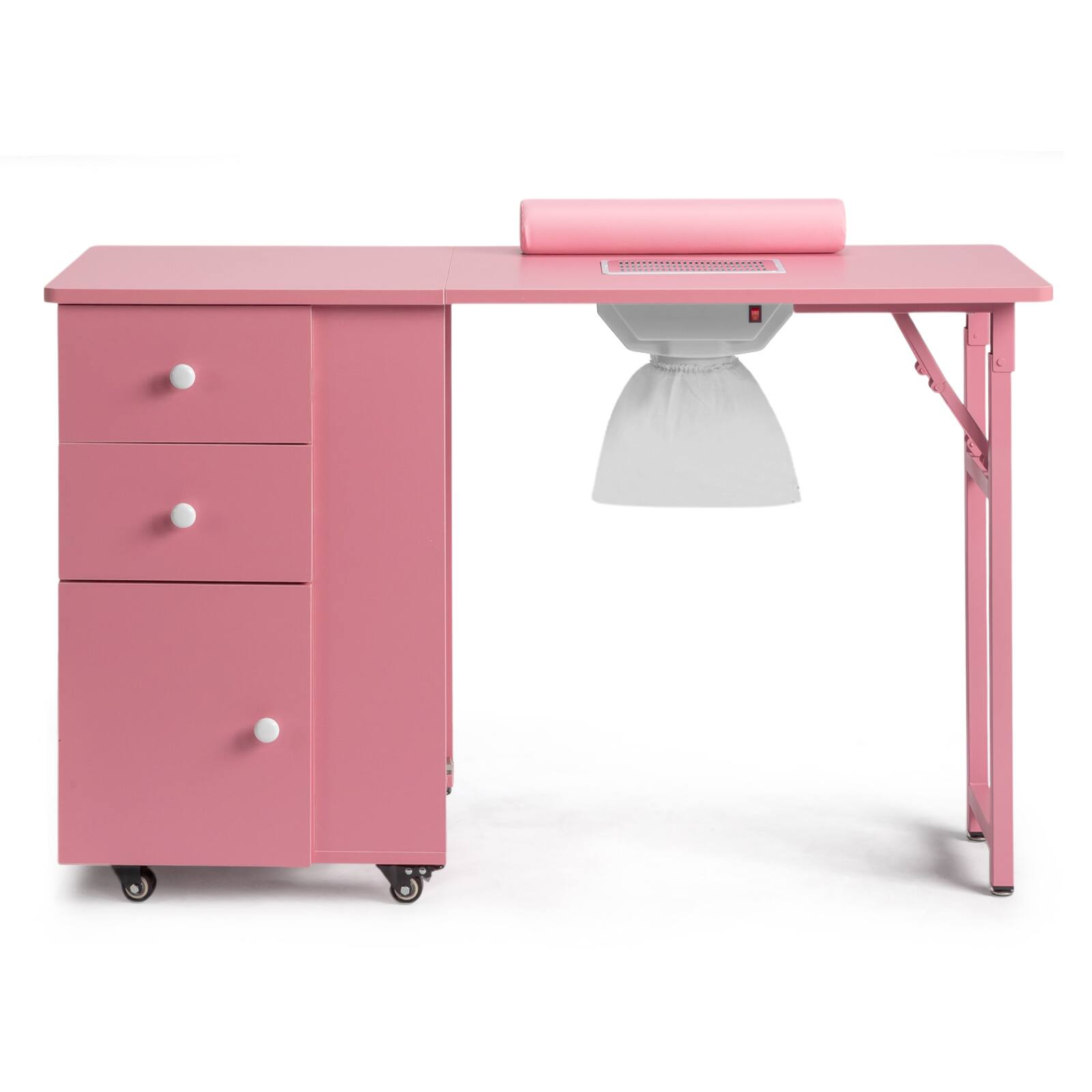 Alt View 1. Winado - Foldable Manicure Table Nail Table Nail Desk Station with Electric Dust Collector & Drawers & Bottom Cabinet for Beauty - Pink.