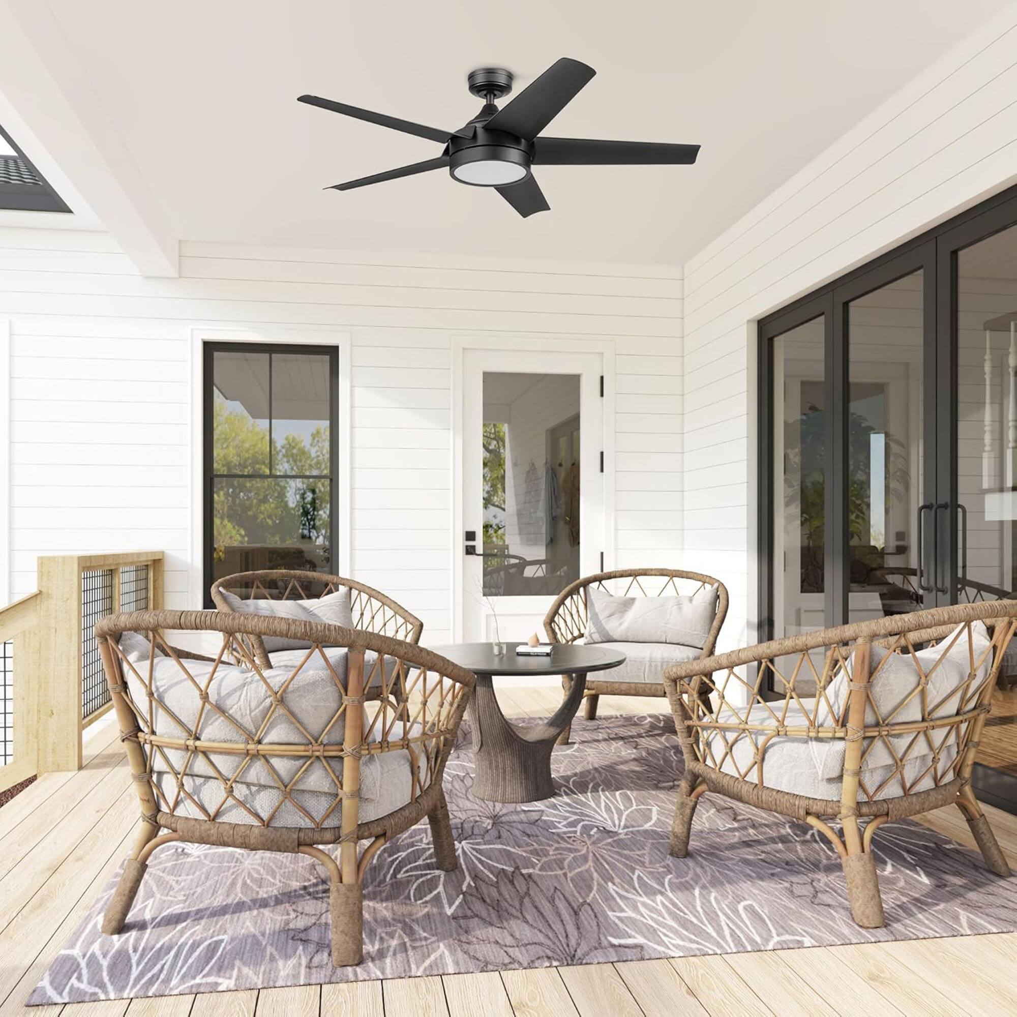 Alt View 6. Honeywell - Honeywell Byard 52” Ceiling Fan with LED Light and Remote Control, Matte Black - Matte Black.