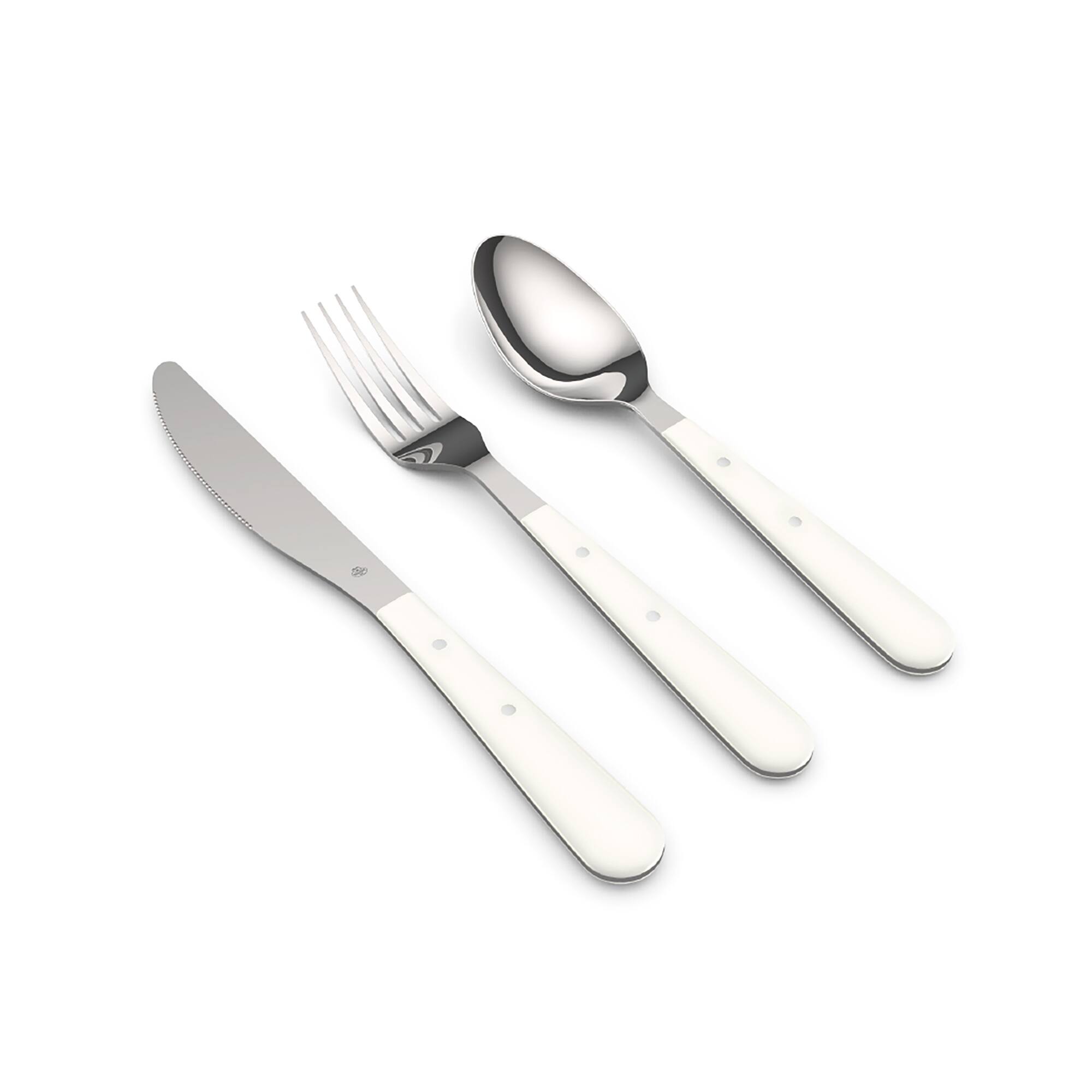 Angle. Ballarini - Avola 20-Piece Flatware Set - Cream White.