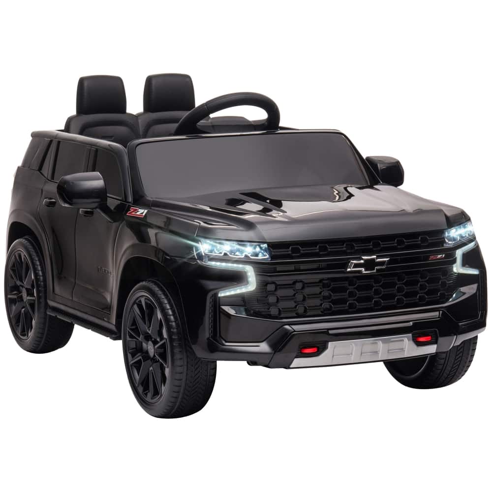 Ropilly - Licensed Chevrolet Tahoe Ride On Car 12V Battery Powered Kids Electric Car with Remote Control Black