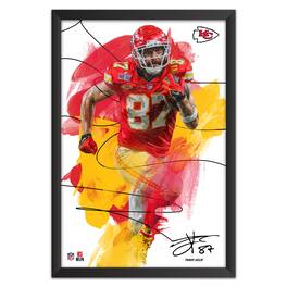 Sporticulture - Travis Kelce Kansas City Chiefs 14" x 20" Brush Stroke Player Framed Art Print - Multicolor