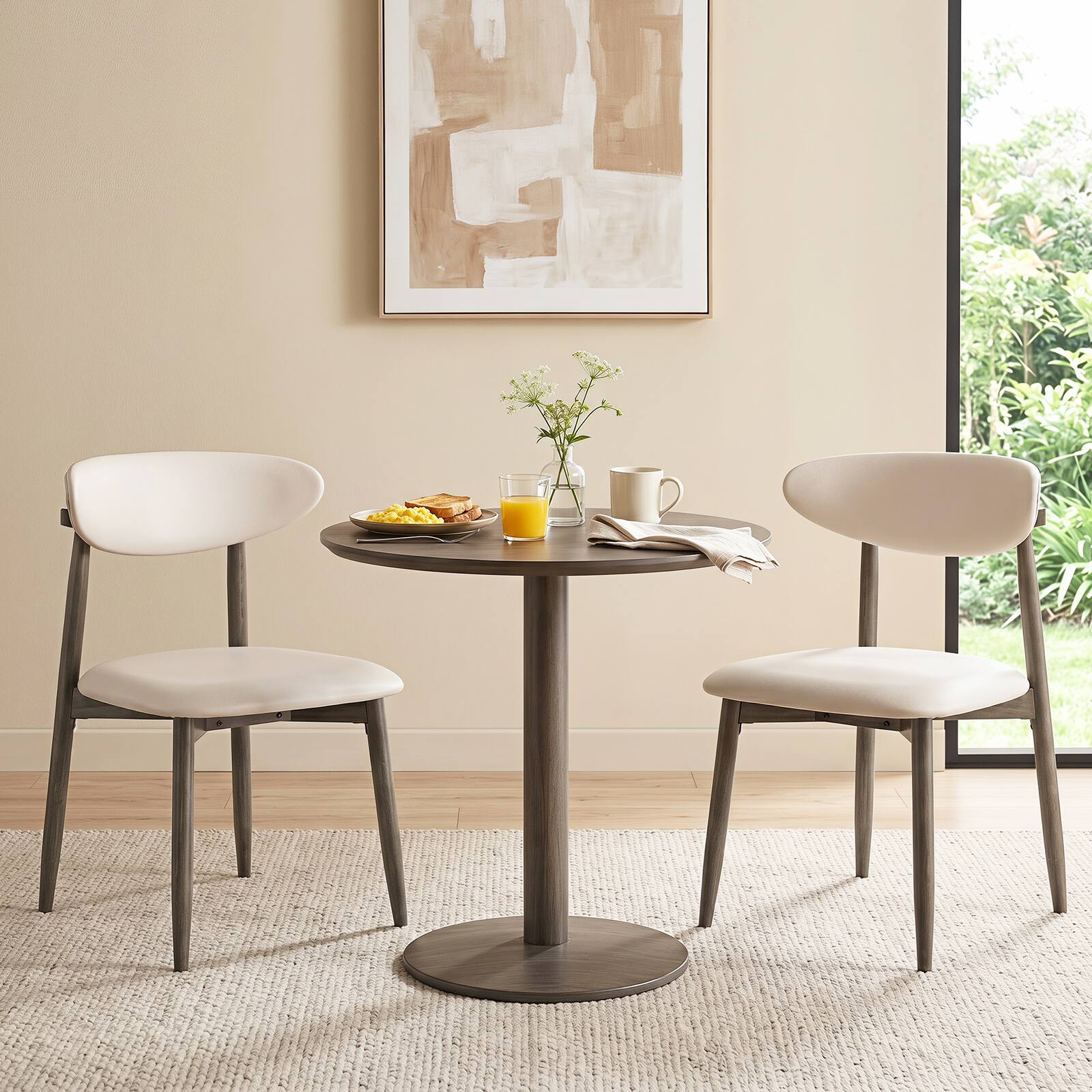 Alt View 4. Gymax - Gymax Wooden Dining Chairs Set of 4 Upholstered Kitchen Chairs w/ Curved Backrest Beige - Beige.