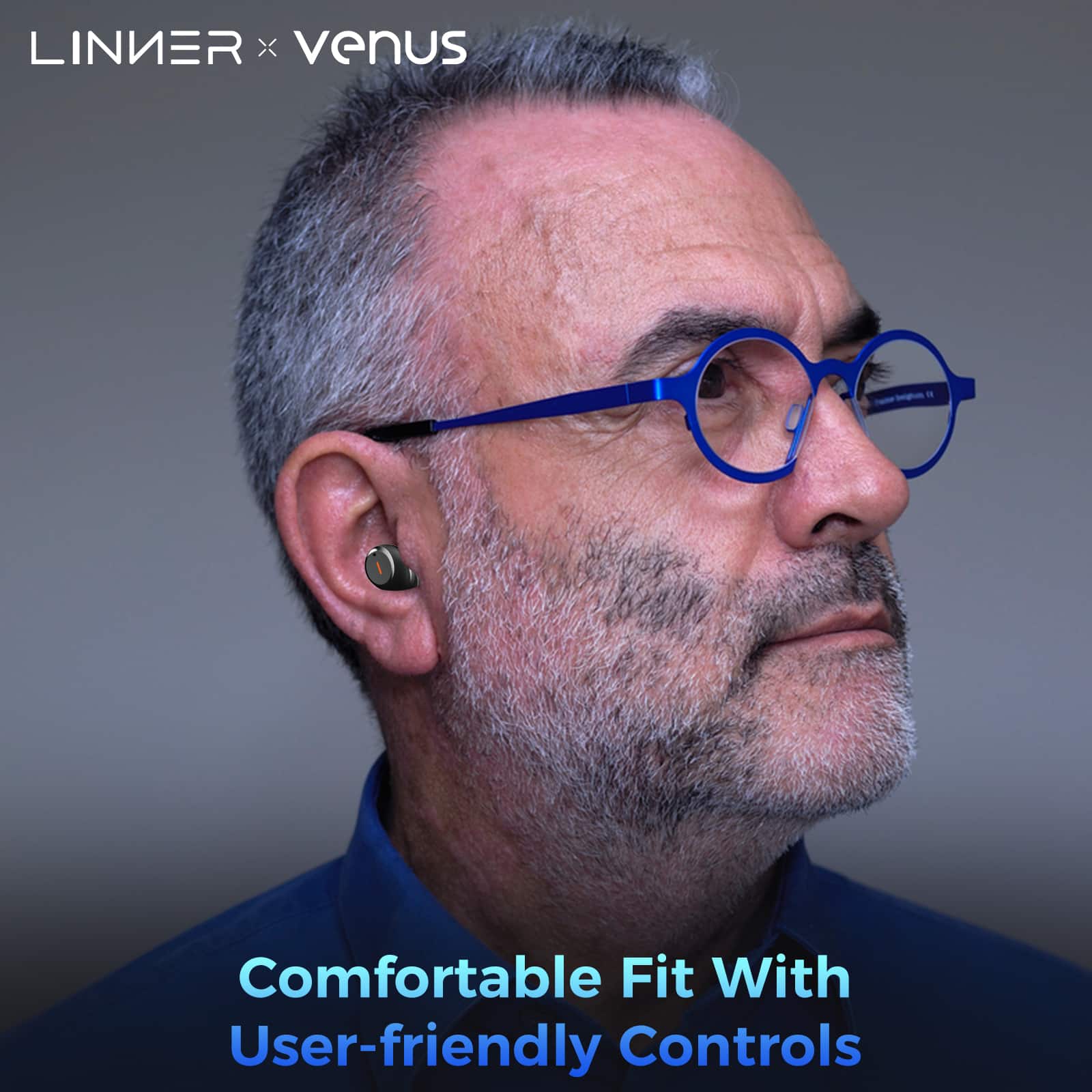 The text on the image reads "LINKER X venus Comfortable Fit With User-friendly Controls".