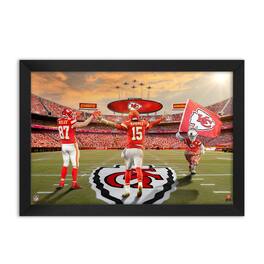 Sporticulture - Travis Kelce and Patrick Mahomes Kansas City Chiefs Framed Two-Player Art Print - Red
