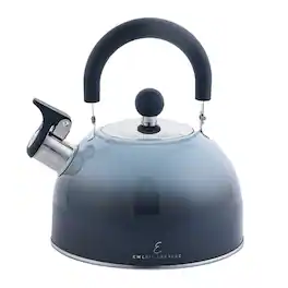 Emeril Lagasse - 2.6 Qt Whistling Tea Kettle, Stainless Steel, Induction, Folding Handle, Black Combo - Black Comb