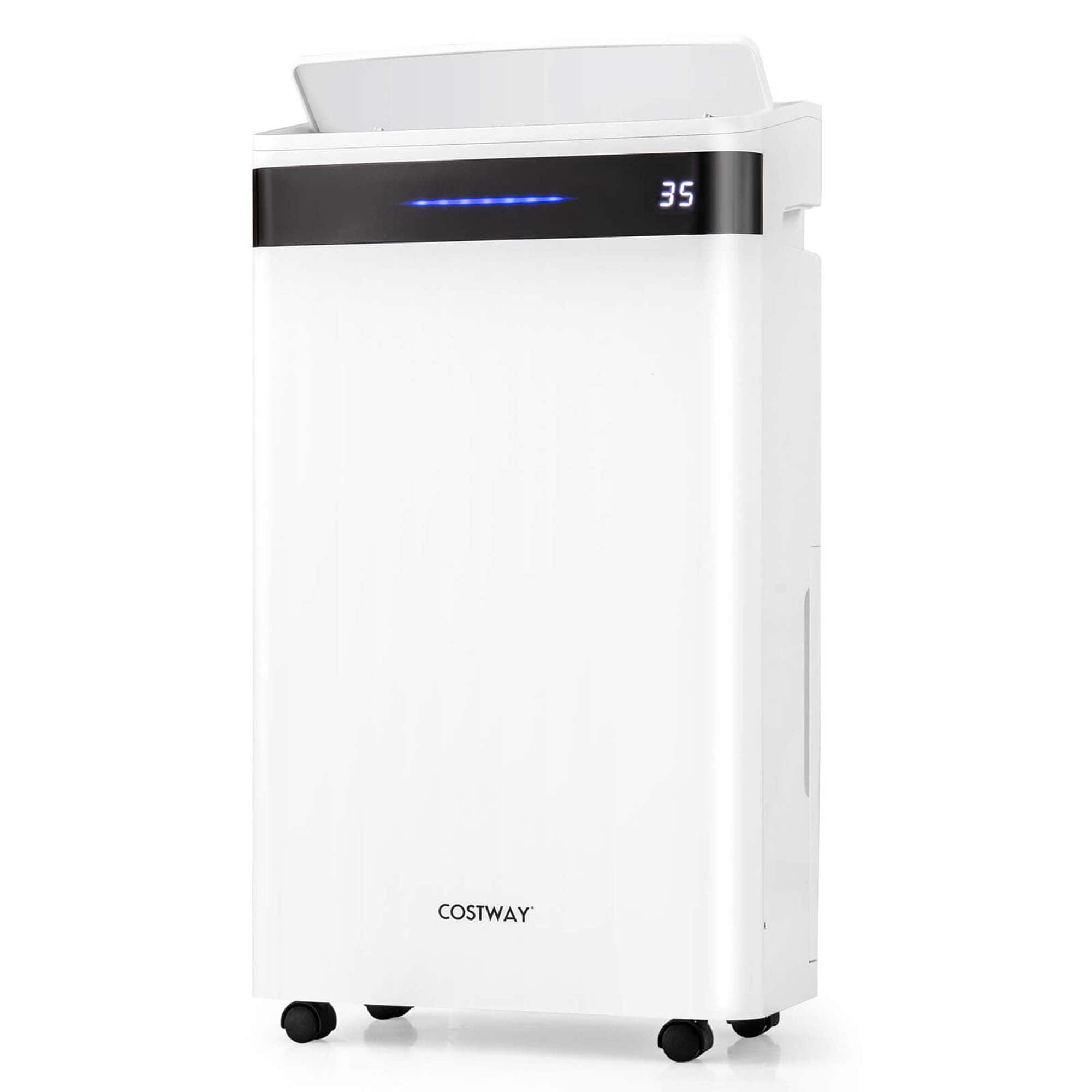 Front. Costway - Costway 57 Pint Dehumidifier for Home and Basement with 4 Modes 3-Color Indicator 24H Timer - White.