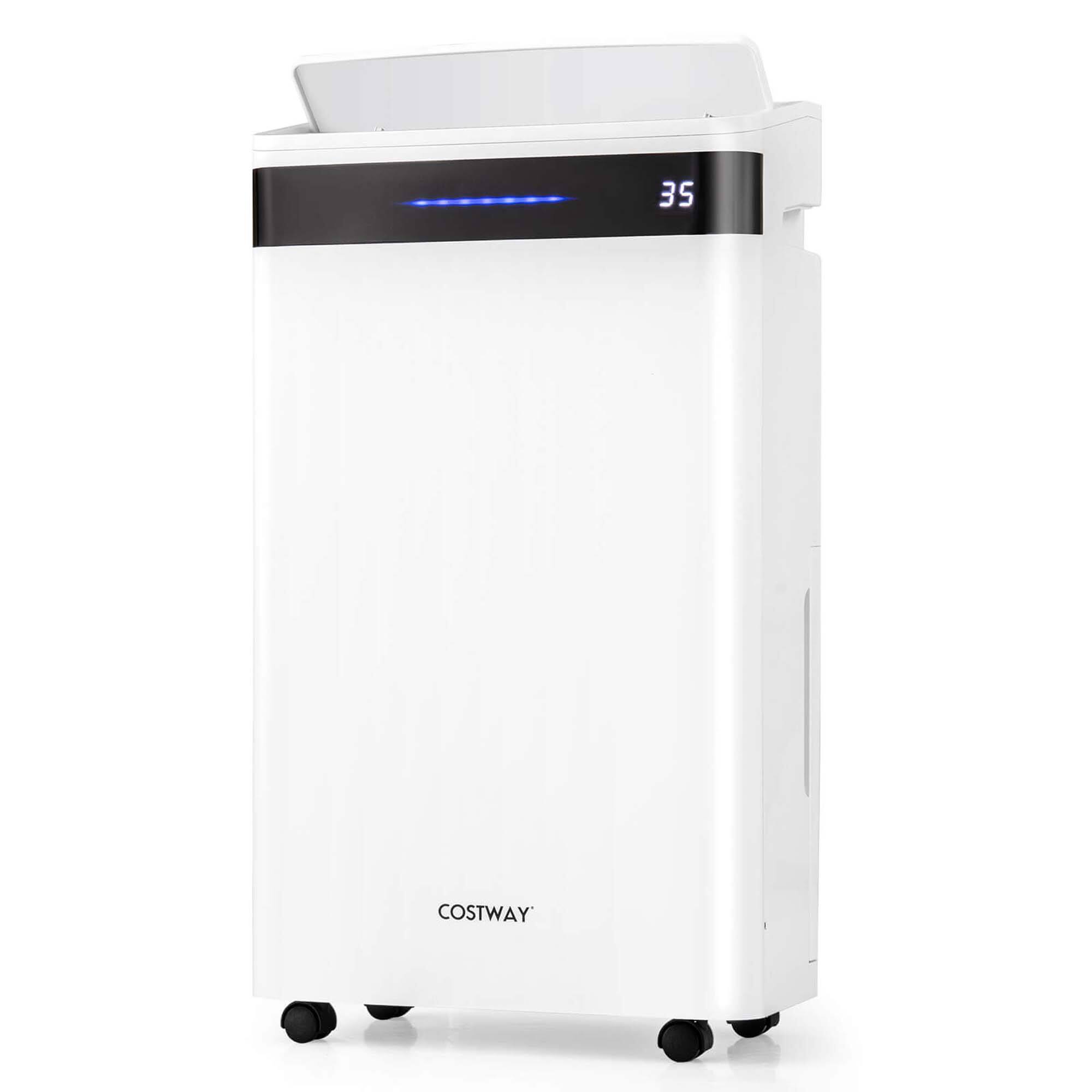 Front. Costway - Costway 57 Pint Dehumidifier for Home and Basement with 4 Modes 3-Color Indicator 24H Timer - White.