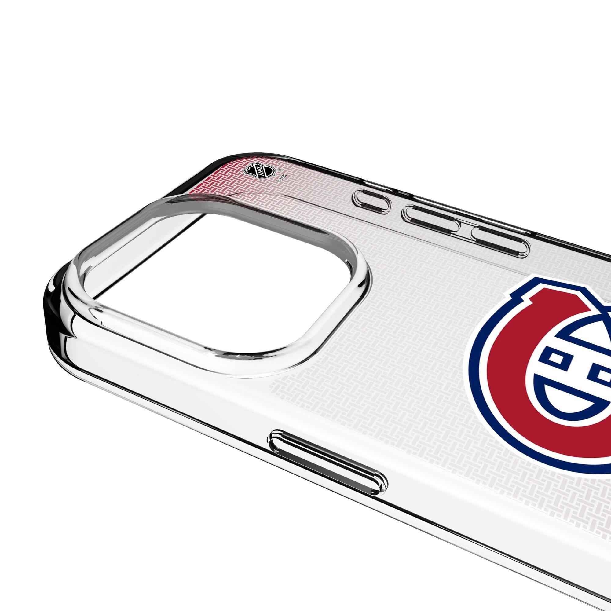 Alt View 2. Keyscaper - Montreal Canadiens Linen Logo iPhone Clear Case - 14 - Multicolor.