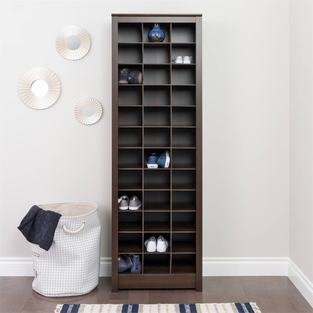 Angle. Prepac - Space-Saving Shoe Storage Cabinet, Espresso - Espresso.