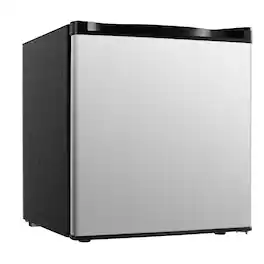 SIMZLIFE - 1.6 cu. ft. Mini Fridge with Freezer, Single Reversible Door, 2 Zone Cooling, Ultra Low Noise, for Dorm, Office - Silver