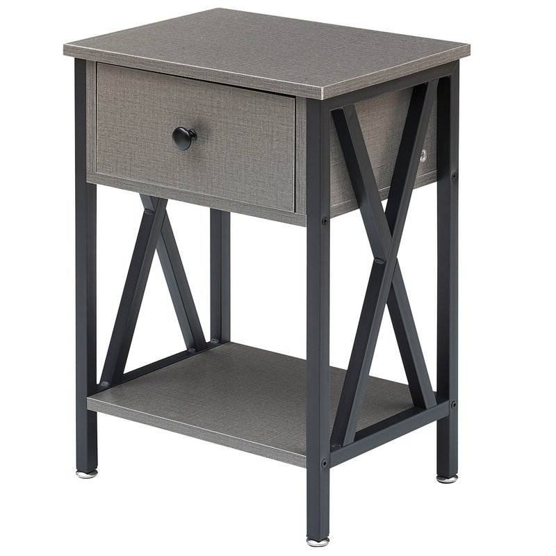 Left. Hivvago - Hivvago Set of 2 - 1 Drawer Nightstand - Grey And Black.