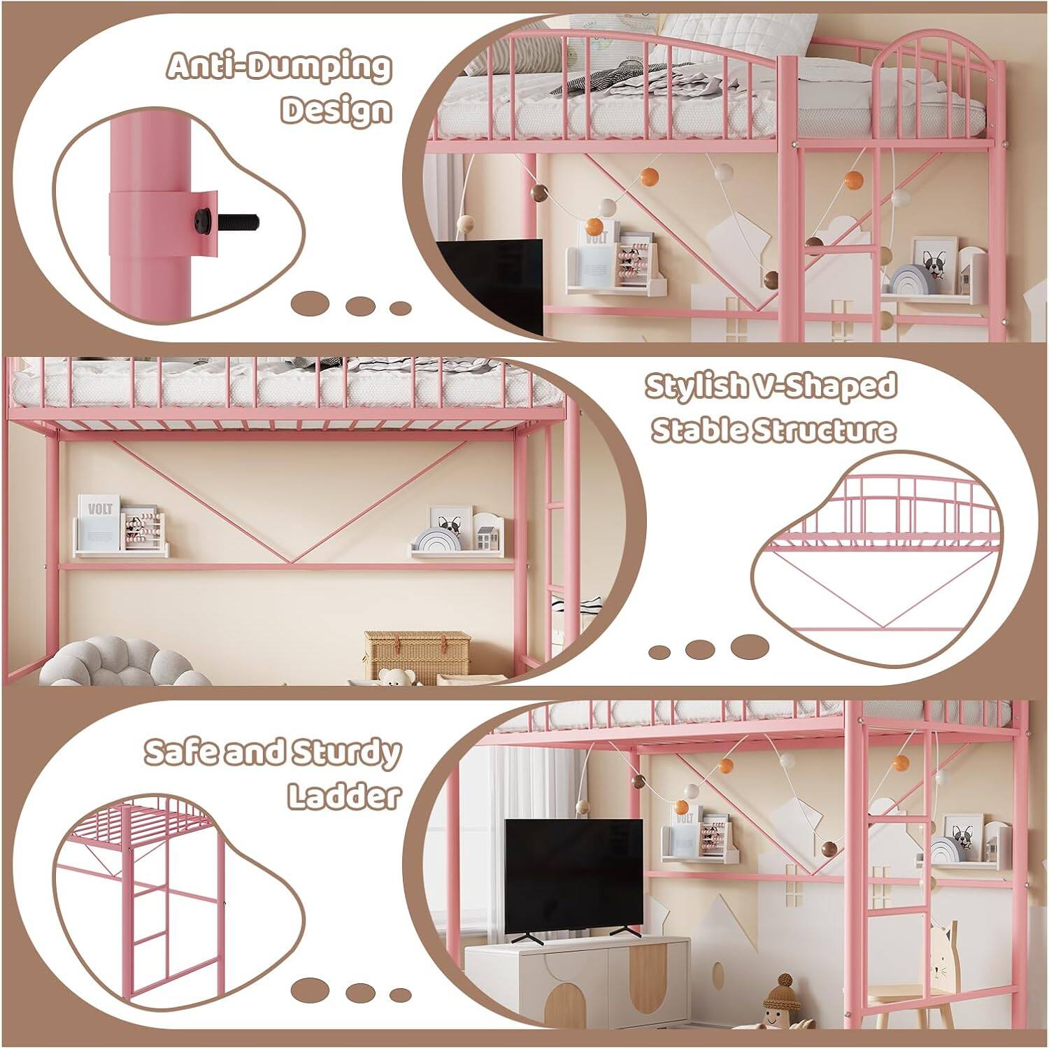 Anti-Dumping Design

Stylish V-Shaped Stable Structure

Safe and Sturdy Ladder