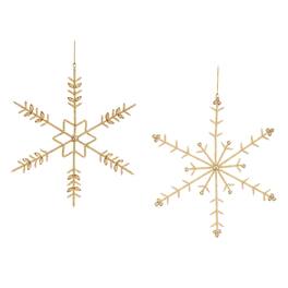 BreeBe - Beaded Metal Snowflake Ornament (Set of 6) - Gold
