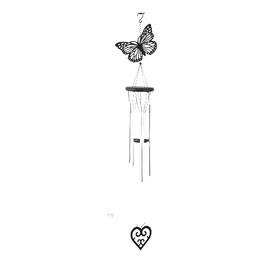 FC Design - 33" Long Butterfly Wood Top Silhouette Wind Chime Outdoor Patio or Garden Hanging Decoration - Multi-Color