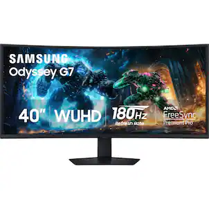 Samsung - 40" Odyssey G75F WUHD 180Hz 1ms AMD FreeSync Prem Pro Curved Gaming Monitor with HDR 600 (DisplayPort, HDMI) - Black