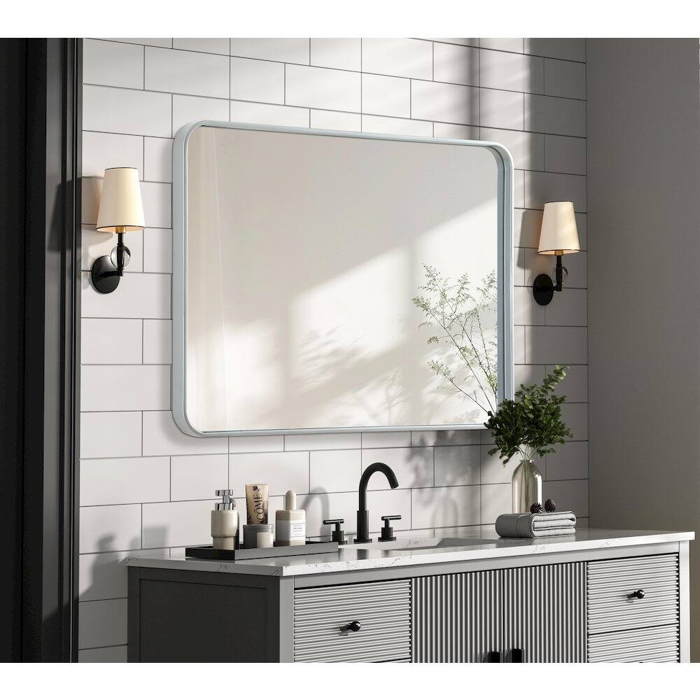 Alt View 1. Elegant Decor - Contour Metal Rectangle Mirror 27x36 in Silver - Silver.