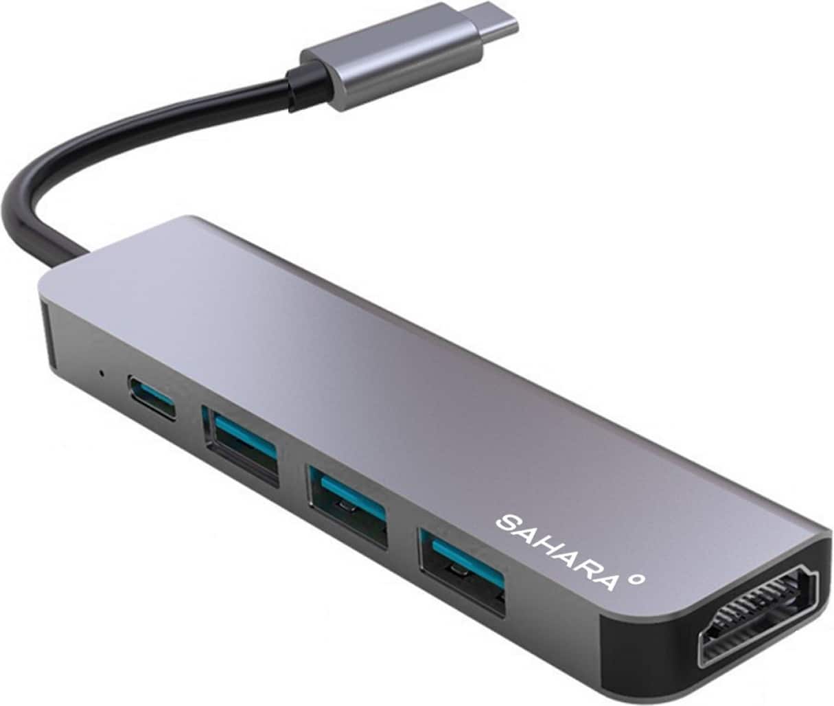 Left. SaharaCase - 5-in-1 USB-C Docking Station - Space Gray.