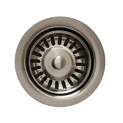 Front. Whitehaus - 3 1/2" Waste Disposer Trim with Matching Basket Strainer - Brushed Nickel.