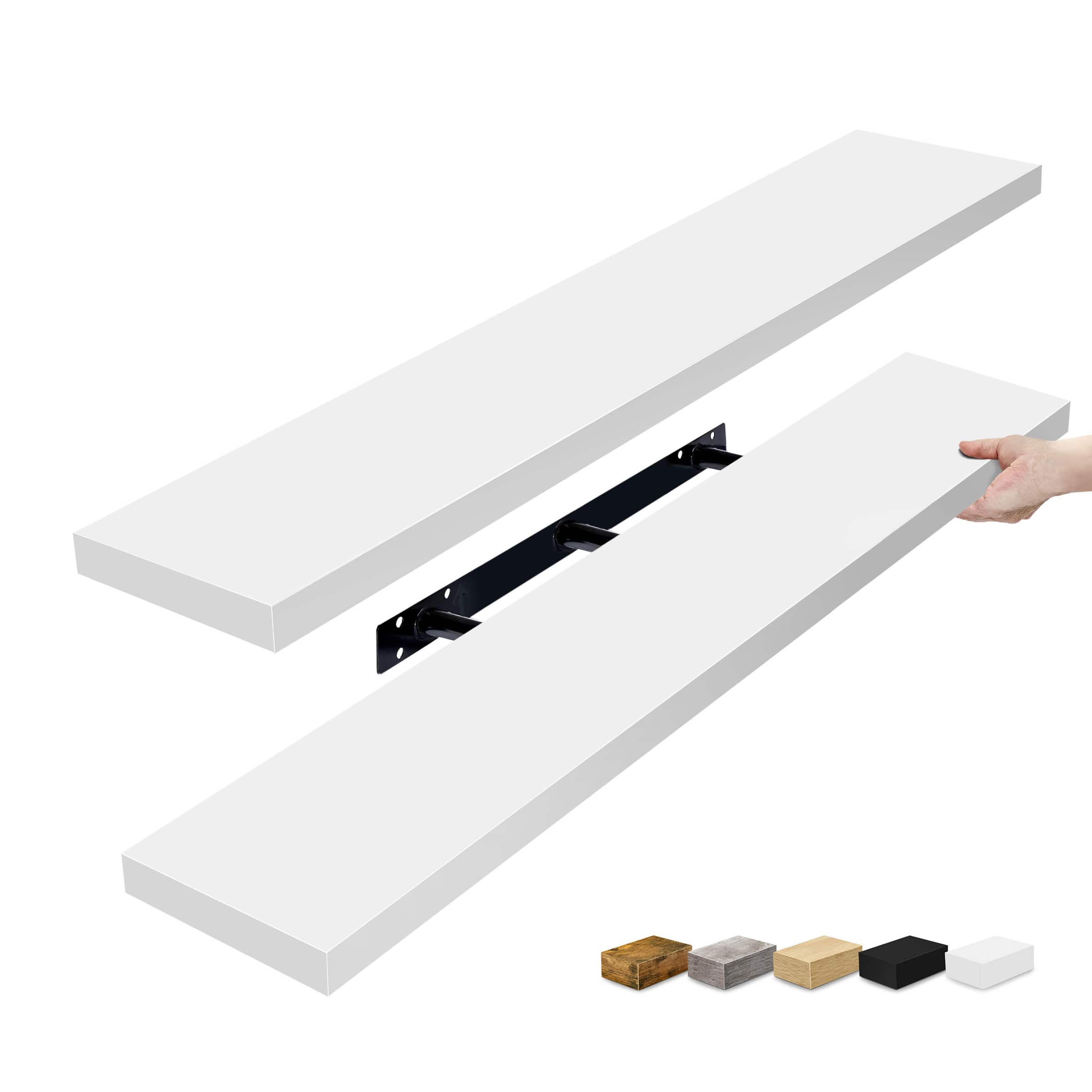 Front. Sorbus - Sorbus 2 Pack 47 x 9.25 Inch Wall Mounted Floating Shelves - Stylish and Functional Storage - White.
