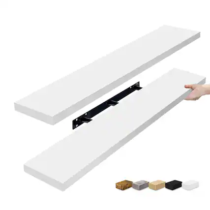 Front. Sorbus - Sorbus 2 Pack 47 x 9.25 Inch Wall Mounted Floating Shelves - Stylish and Functional Storage - White.