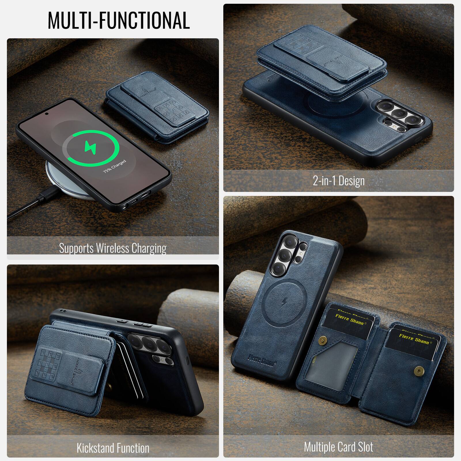 MULTI-FUNCTIONAL

1. 6. DI Charged 75%
2. 2-in-1 Design
3. Supports Wireless Charging
4. Kickstand Function
5. Multiple Card Slot