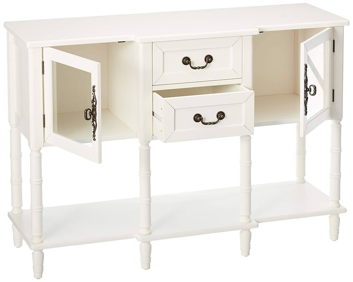 Alt View 1. Kings Brand Furniture - Kings Brand Furniture Modern Sideboard Buffet Cabinet, Console Sofa Table with Glass Doors, Storage Drawers & Shelves - White.