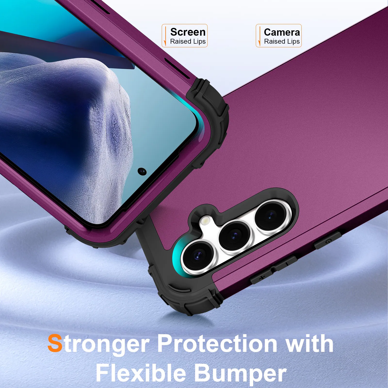 Screen Raised Lips  
Camera Raised Lips  
Stronger Protection with Flexible Bumper