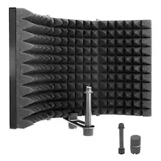 Front. Pyle - Pyle Microphone Isolation Shield- 3 Panel Noise Absorbing Record Booth Studio Acoustic Vocal Dampening Filter - Black.