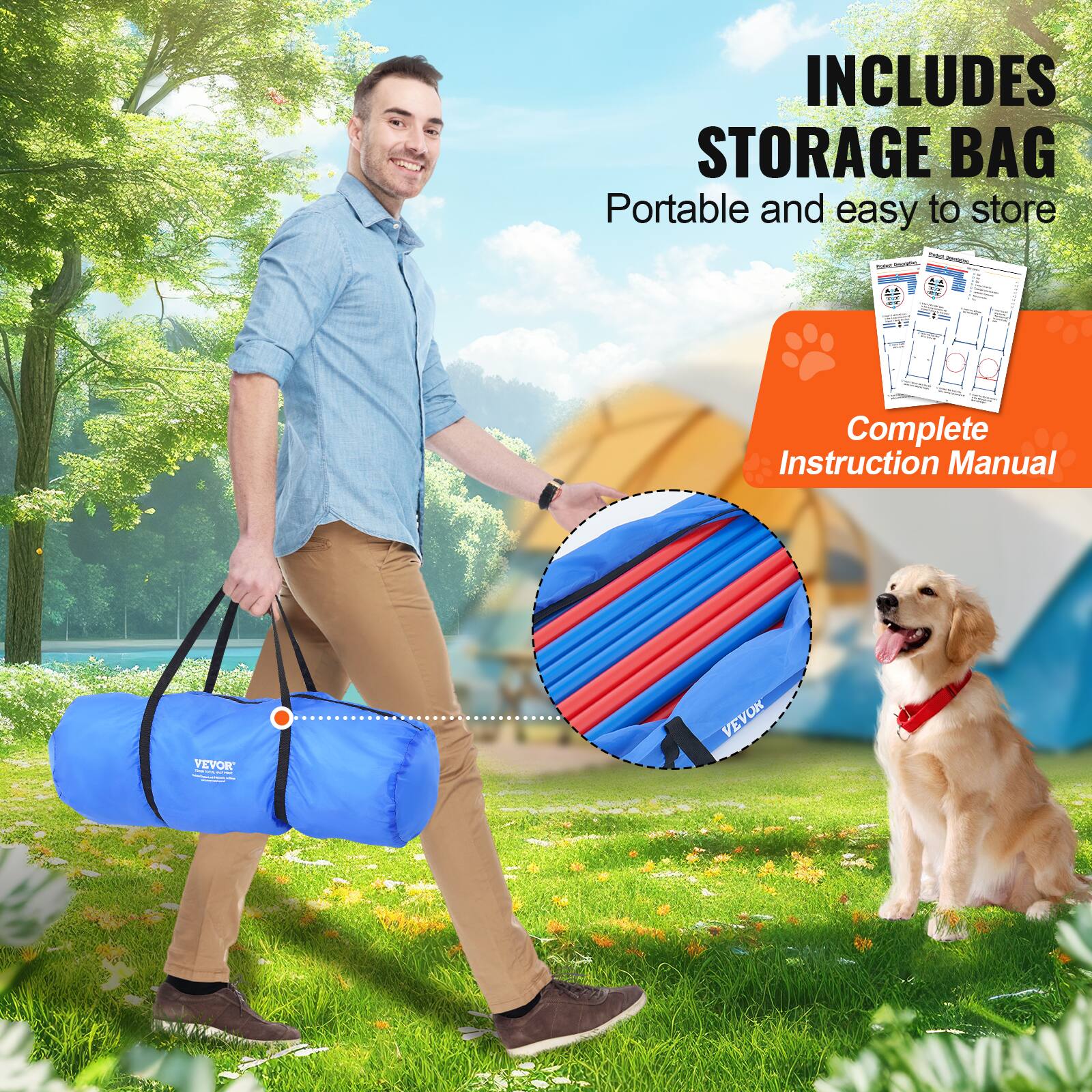 INCLUDES STORAGE BAG Portable and easy to store

Complete Instruction Manual