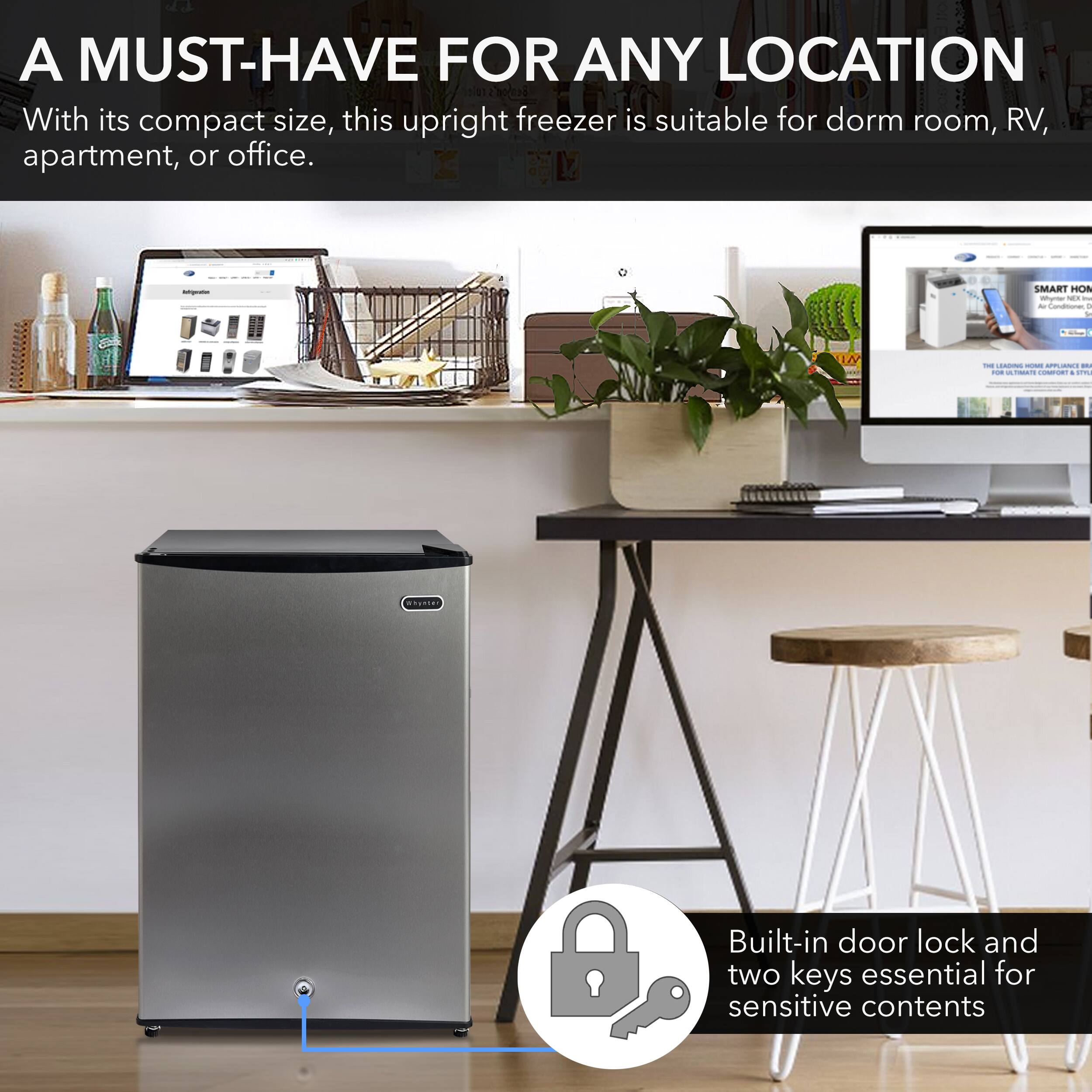 Alt View 5. Whynter - Whynter Energy Star 2.1 cu. ft. Stainless Steel Upright Freezer with Lock - Silver.