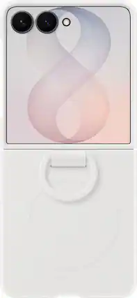 Front. Samsung - Galaxy Z Flip8 Silicone Ring Magnet Case - Cream.
