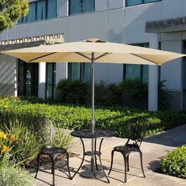 Mondawe - 10' x 6'5ft Patio Umbrella 26 Solar LED Lights Rectangular Market Umbrella - Taupe