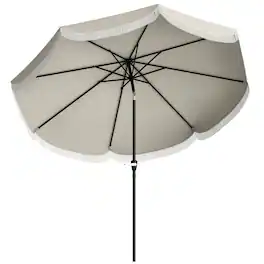 Outsunny - 9FT Patio Umbrella, UPF 30+ Outdoor Market Umbrella with Crank, 8 Ribs, Push Button Tilt, Vented Patio Table Umbrella - Light Gray